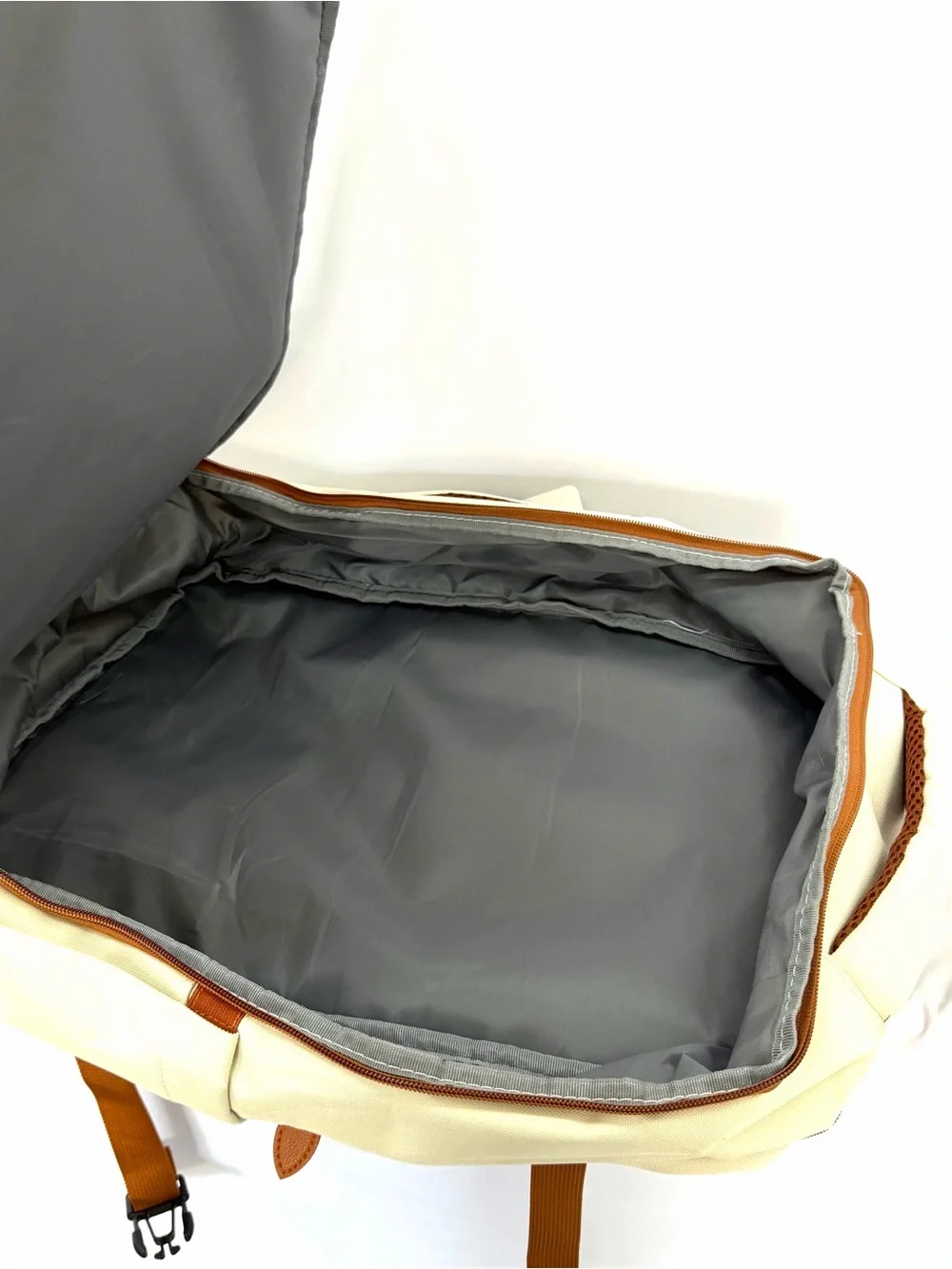 NWT Cream and Tan Travel Backpack with Toiletry Bag